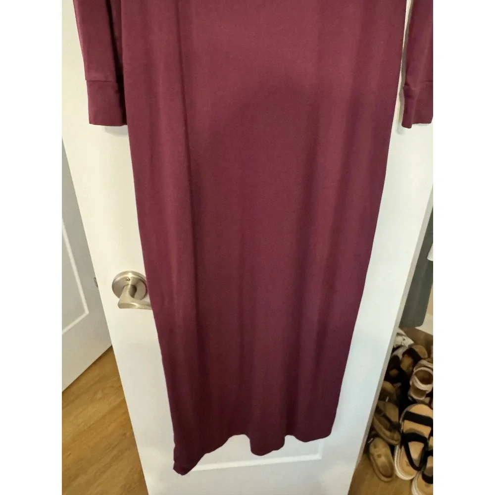 AFRM Burgundy Long Sleeve Crew Neck Jersey Knit Maxi Dress L Minimalist Grunge - Picture 8 of 8